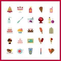 cream icon. cream colour shirt and sun cream vector icons in cream set. Use this illustration for cream works.