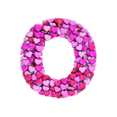 Valentine letter O - Upper-case 3d pink hearts font - Love, passion or wedding concept
