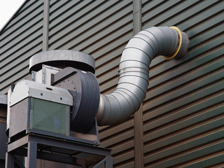 Outdoor metall air ducts ventilation system of a factory