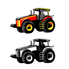 Tractor Farm Machine Vector. Stock illustration.