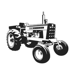 Tractor Farm Machine Vector. Oliver 1850. Stock illustration.