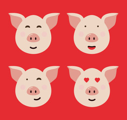 Pig. Symbol of the year 2019. Vector illustration.
