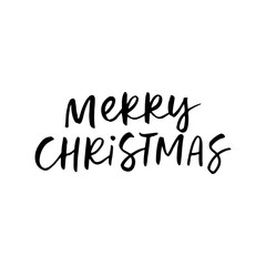 Merry Christmas. Holiday calligraphy quote. Handwritten brush lettering