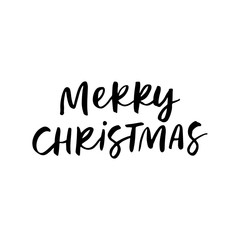 Merry Christmas. Holiday calligraphy quote. Handwritten brush lettering