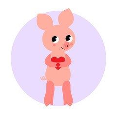 Obraz na płótnie Canvas Funny and cute pig. Vector