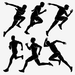 Running men. Vector illustration.