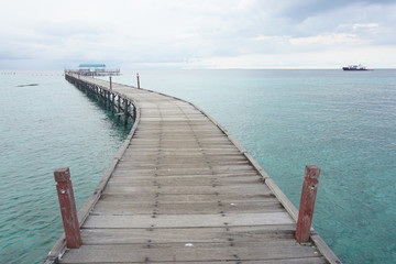 Fototapeta na wymiar Wooden Dock At Derawan Island