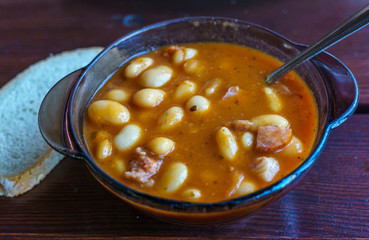 homemade bean soup made from beef, vegetables and spices