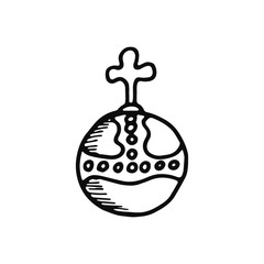 scepter of the king icon. sketch isolated object black
