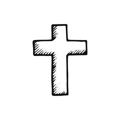 Fototapeta premium cross icon. sketch isolated object black