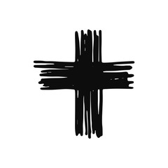 cross icon. sketch isolated object black