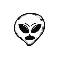 alien head icon. sketch isolated object black