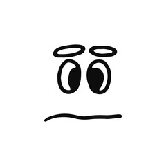 Funny face icon. sketch isolated object black