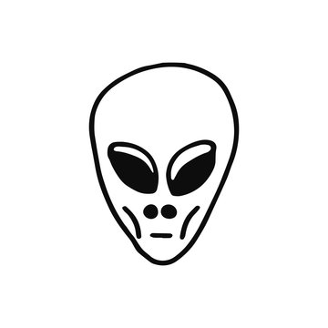 alien head icon. sketch isolated object black