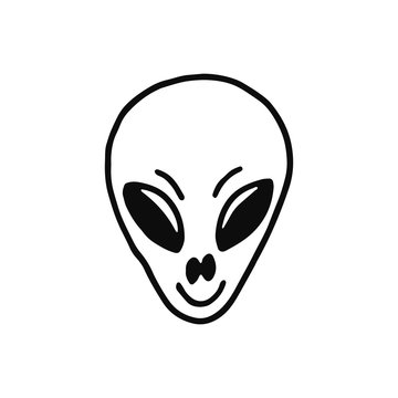 alien head icon. sketch isolated object black