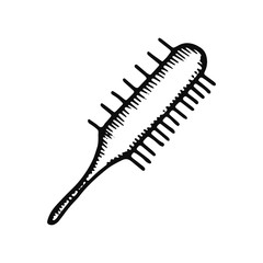 comb for hair icon. sketch isolated object black