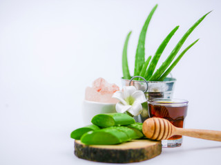 set of beauty herbal and spa for skin treatment concept 