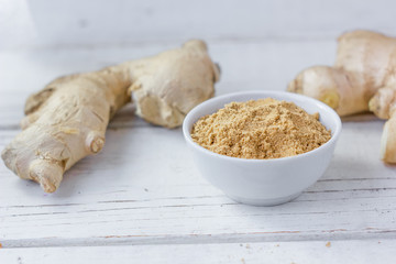 Grounded ginger and ginger root