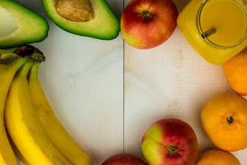 Composition of healthy detox juice smoothie. Healthy vegetables and fruits