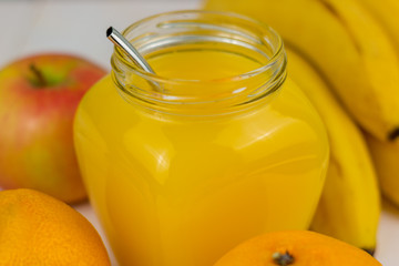 Composition of healthy detox juice smoothie. Healthy vegetables and fruits