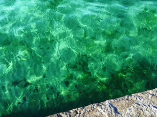 Green transparent sea.
