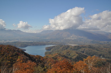斑尾山から見た野尻湖