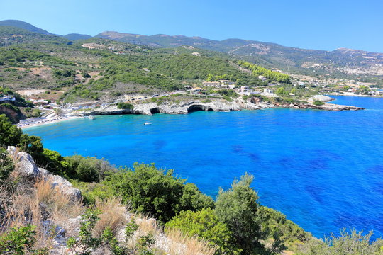 Bay near Agios Nikolaos. North Coast of Zakynthos or Zante island, Ionian Sea, Greece.
