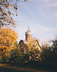 church in autumn