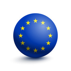 Flag of European Union in the form of a ball isolated on a white background. Vector illustration