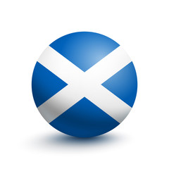Obraz premium Flag of Scotland in the form of a ball isolated on white background. Vector illustration