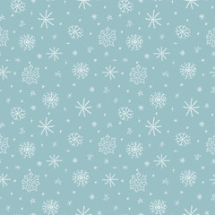 Snowflakes seamless pattern - wrapping paper. Hand drawn vector background
