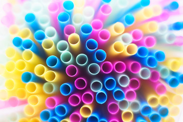 Abstract swirl of plastic straws