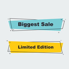 Naklejka premium Collection of Sale Discount Styled Banners, ribbon, Emblems, Labels, Tags, ribbon. Flat design.