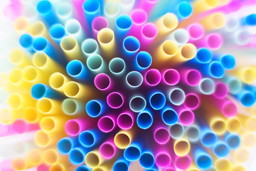 Abstract swirl of plastic straws