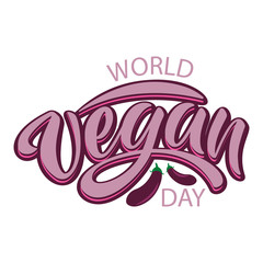 World vegan day typography lettering
