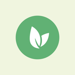Leaf vector logo, health icon, vegan vegetarian, wellnes, spa concept. Bio eco symbol isolated on green, flat design - obrazy, fototapety, plakaty