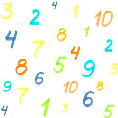 Letters, numbers, arrows, mathematical symbols, lines, written in red marker. Vector.