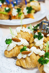 Catering and snacks on the table prepared for guests and participants of events. 