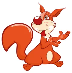 Gordijnen  Illustration of a Cute Squirrel. Cartoon Character © liusa