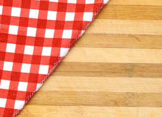 Obraz premium Tablecloth on wooden table background