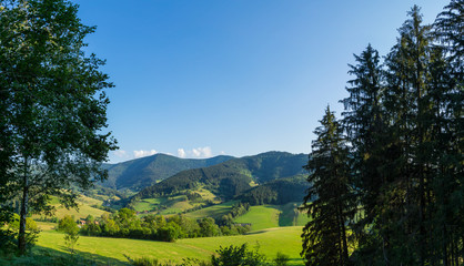 Germany, XXL panorama of endless black forest mountain hiking region
