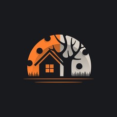 Home Scary Halloween Abstract Icon Illustration Logo Design Template Element Vector