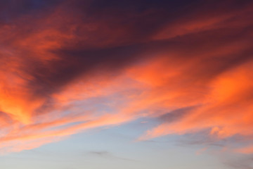 Fototapeta na wymiar Sky in the pink and blue colors. effect of light pastel colored of sunset clouds cloud on the sunset sky background with a pastel color 