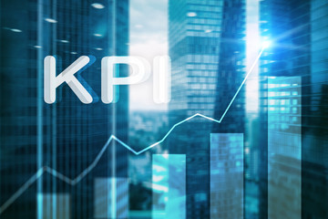 KPI - Key performance indicator graph on blurred background.