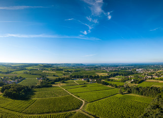 Fototapeta na wymiar Aerial view, Bordeaux vineyard, landscape vineyard south west of france