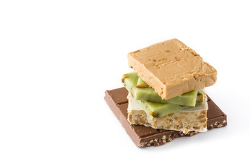 Christmas nougat isolated on white background. Copyspace

