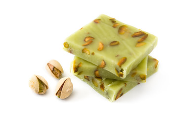 Pistachio nougat isolated on white background


