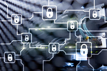 Blochain information encryption. Cyber security, crypto currency.