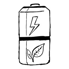 Hand drawn batteries. Vector image ecological batteries.