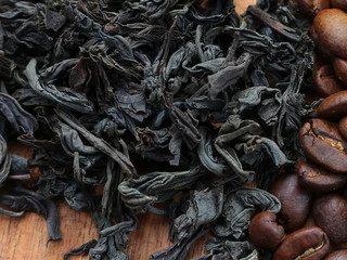 Dry tea and coffee on the table